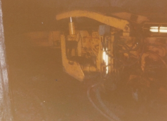 North American Coal Co. - Feb. 1981-A continuous miner machine waiting to dig and load some coal.