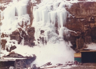 Outside #5 U.G. Mine - Entrances during the blizzard of 1978.
