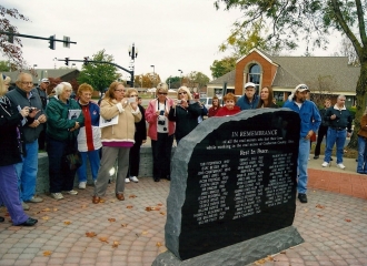 After the unveiling of the stone, everyone taking pictures on October 19, 2013.